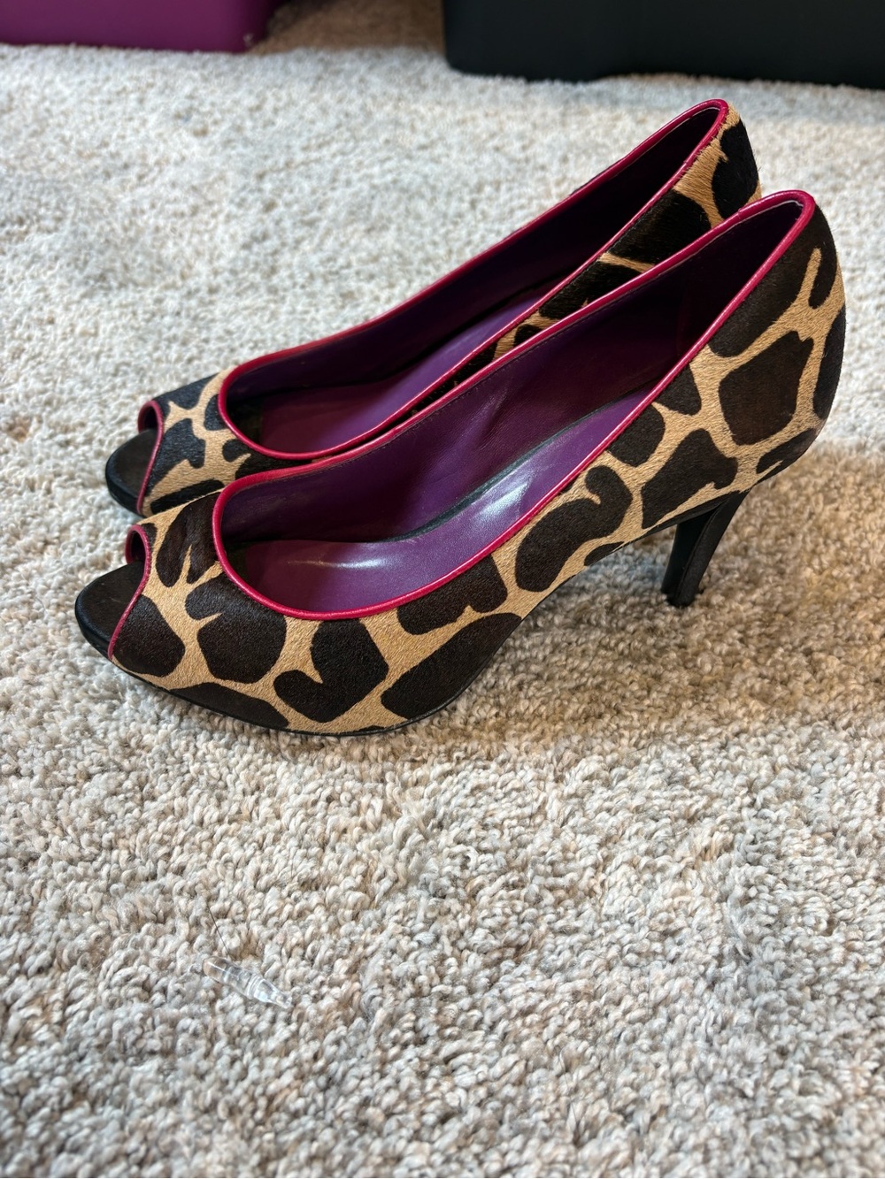 Boden Women’s Peep Toe Animal Print Heels - Size 37 Or 6.5